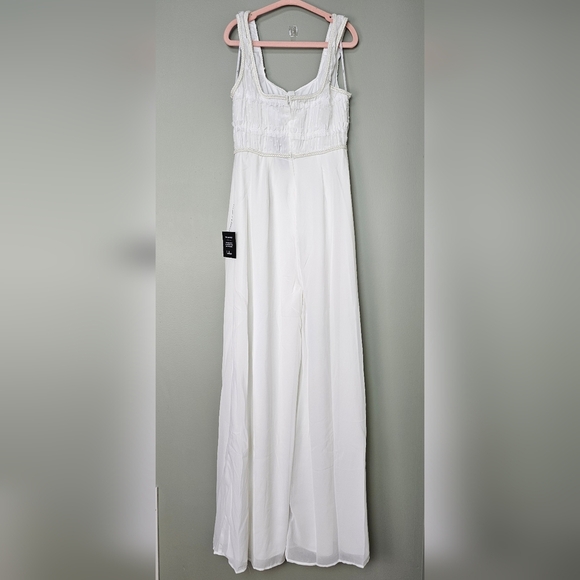 Lulus Majorly Iconic White Swiss Dot Ruffled Lace-up Sleeveless Braided Jumpsuit - Picture 13 of 15